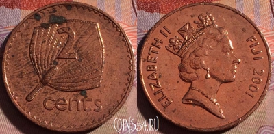 Фиджи 2 цента 2001 года, KM# 50a, 140b-029