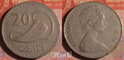Фиджи 20 центов 1974 года, KM# 31, 082f-130