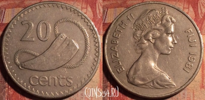Фиджи 20 центов 1981 года, KM# 31, 168a-028