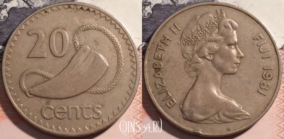 Фиджи 20 центов 1981 года, KM# 31, a063-078