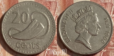 Фиджи 20 центов 1990 года, KM# 53a, 484р-067