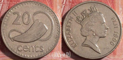 Фиджи 20 центов 1990 года, KM# 53a, a118-064