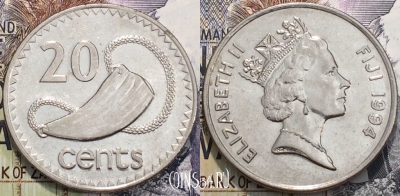 Фиджи 20 центов 1994 года, KM 53a, 118-013