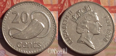 Фиджи 20 центов 1996 года, KM# 53a, 283b-033