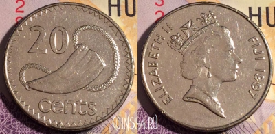 Фиджи 20 центов 1997 года, KM# 53a, 188a-050