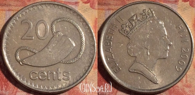 Фиджи 20 центов 2009 года, KM# 121, 174a-073