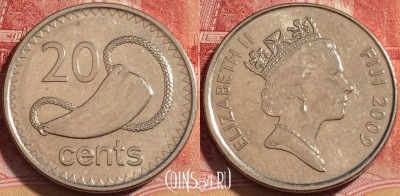 Фиджи 20 центов 2009 года, KM# 121, 258-098