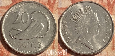 Фиджи 20 центов 2009 года, KM# 121, 488р-135