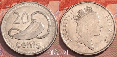 Фиджи 20 центов 2010 года, KM# 121, 251-028
