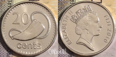 Фиджи 20 центов 2010 года, KM# 121, UNC, 161-045