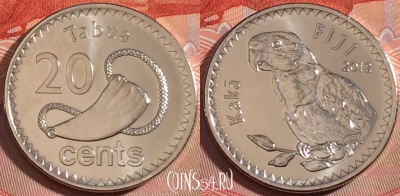 Фиджи 20 центов 2012 года, KM# 334, UNC, 276-056