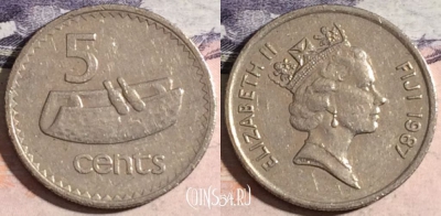 Фиджи 5 центов 1987 года, KM# 51, 174-137