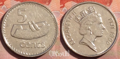 Фиджи 5 центов 1990 года, KM# 51a, 272a-064