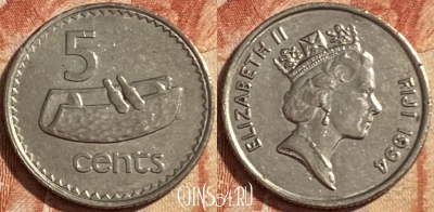 Фиджи 5 центов 1994 г., редкая, KM# 51a, 488р-019 ♛