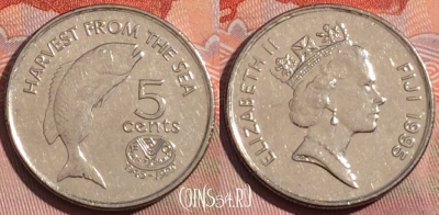 Фиджи 5 центов 1995 года, KM# 77, 259a-076
