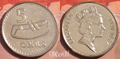 Фиджи 5 центов 1997 года, KM# 51a, 075c-139
