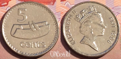 Фиджи 5 центов 1998 года, KM# 51a, 092b-110