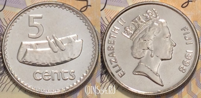 Фиджи 5 центов 1998 года, KM 51a, 118-117