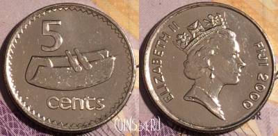 Фиджи 5 центов 2000 года, KM# 51a, 187a-128