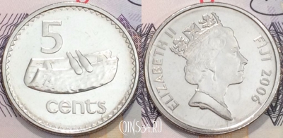 Фиджи 5 центов 2006 года, KM 51a, 118-048