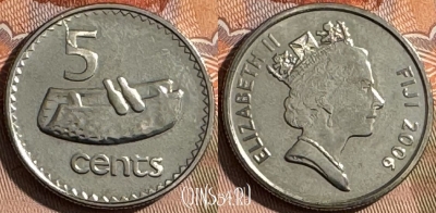 Фиджи 5 центов 2006 года, KM# 51a, UNC, 504s-044