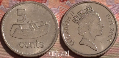 Фиджи 5 центов 2009 года, KM# 119, 141b-079