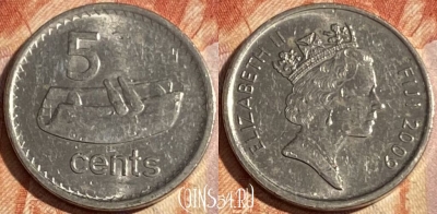 Фиджи 5 центов 2009 года, KM# 119, 292r-031