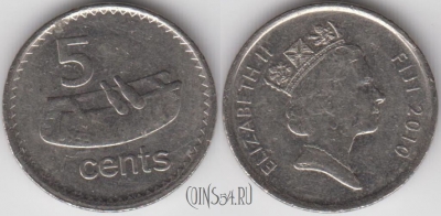 Фиджи 5 центов 2010 года, KM 119, 121-102