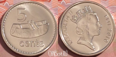 Фиджи 5 центов 2010 года, KM# 119, UNC, 272-129