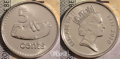 Фиджи 5 центов 2010 года, KM# 119, UNC, 161-048