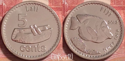 Фиджи 5 центов 2012 года, KM# 332, UNC, 263j-125