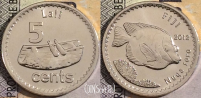 Фиджи 5 центов 2012 года, KM# 332, UNC, 161-054