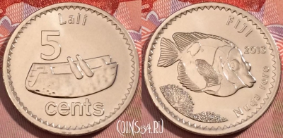 Фиджи 5 центов 2012 года, KM# 332, UNC, 245-144