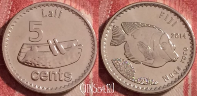 Фиджи 5 центов 2014 года, KM# 332, UNC, 116j-012