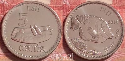Фиджи 5 центов 2014 года, KM# 332, UNC, 267j-003