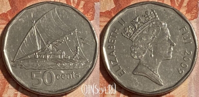 Фиджи 50 центов 2009 года, KM# 122, 098r-115 ♛