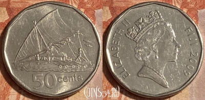 Фиджи 50 центов 2009 года, KM# 122, 106r-034 ♛