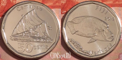 Фиджи 50 центов 2012 года, KM# 335, UNC, 276-054