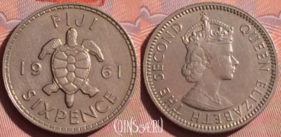 Фиджи 6 пенсов 1961 года, KM# 19, 057i-115