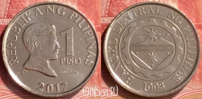 Филиппины 1 писо 2017 года, KM# 269a, 171m-122