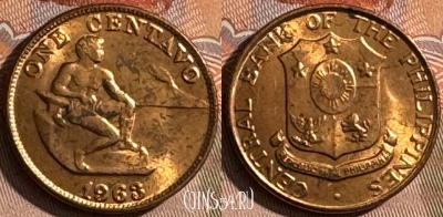 Филиппины 1 сентаво 1963 года, KM# 186, UNC, 504s-063