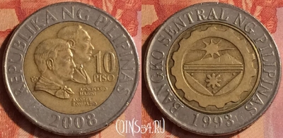 Филиппины 10 писо 2008 года, KM# 278, 096o-099
