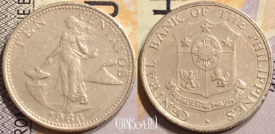 Филиппины 10 сентаво 1966 года, KM# 188, 147-010