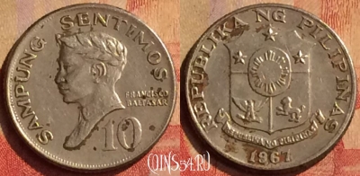Филиппины 10 сентимо 1967 года, KM# 198, 322n-118