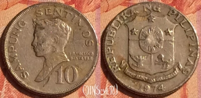 Филиппины 10 сентаво 1974 года, KM# 198, 093o-058