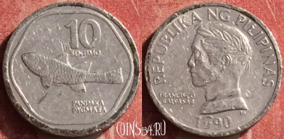 Филиппины 10 сентимо 1990 года, KM# 240, 366n-092