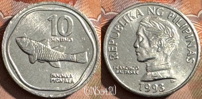 Филиппины 10 сентимо 1993 г., KM# 240, UNC, 504s-025