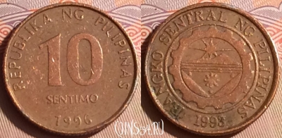 Филиппины 10 сентимо 1996 года, KM# 270, 445-144