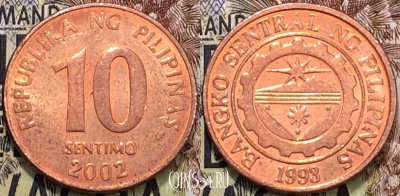 Филиппины 10 сентимо 2002 года, KM# 270, 126-109
