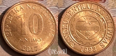 Филиппины 10 сентимо 2017 года, KM# 270, s439s-135